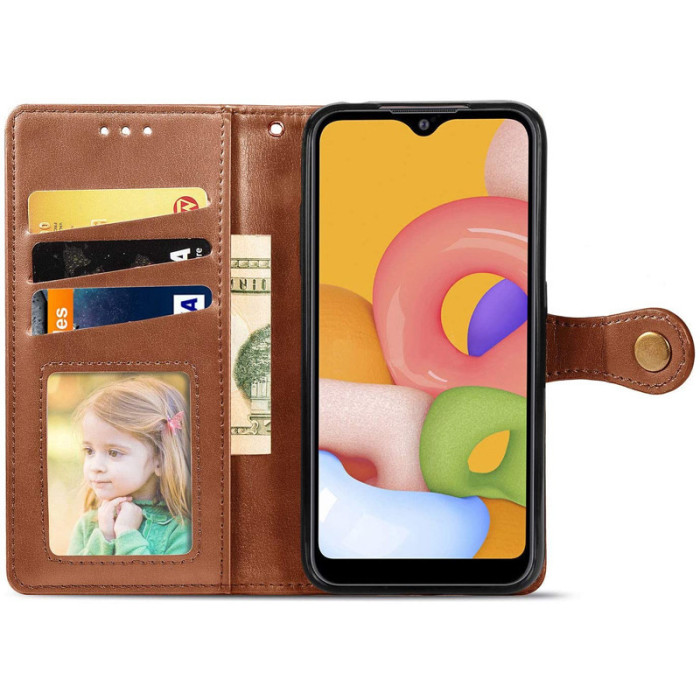 Шкіряний чохол-книжка GETMAN Gallant (PU) для Oppo A38/A18 Коричневий  (ITS-L-00000069257_2)