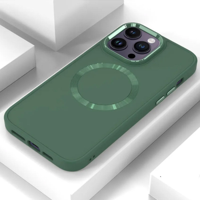 TPU чохол Bonbon Metal Style with MagSafe для Apple iPhone 16 Pro (6.3') Зелений/Pine green