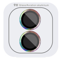 Захисне скло Metal Classic на камеру (у упак.) для Apple iPhone 16/16 Plus Бузковий/Rainbow
