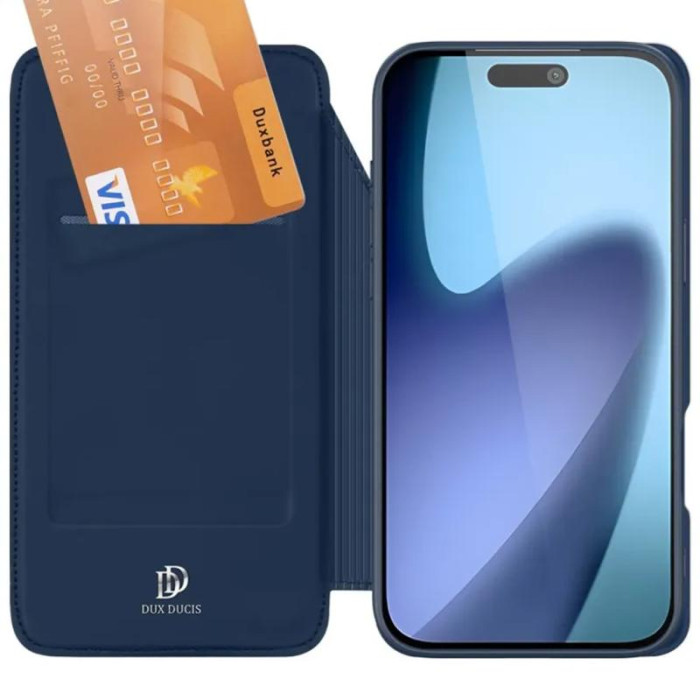 Чохол-книжка Dux Ducis з кишенею для візиток для Apple iPhone 17 Air  Синій