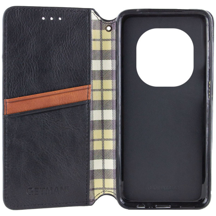 Шкіряний чохол-книжка GETMAN Cubic (PU) для Xiaomi Redmi Note 14 Pro 4G Чорний