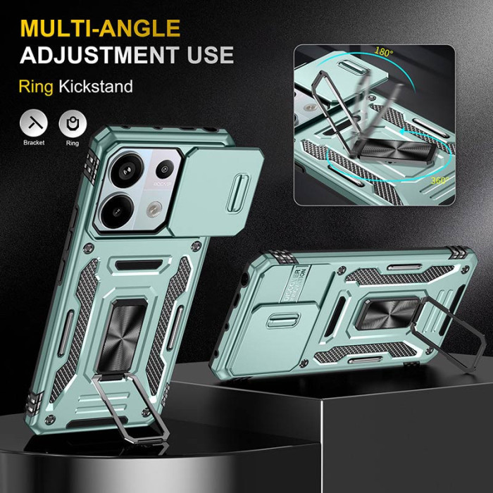 Ударостійкий чохол Camshield Army Ring для Xiaomi Poco X6/Note 13 Pro 5G Зелений/Light Green