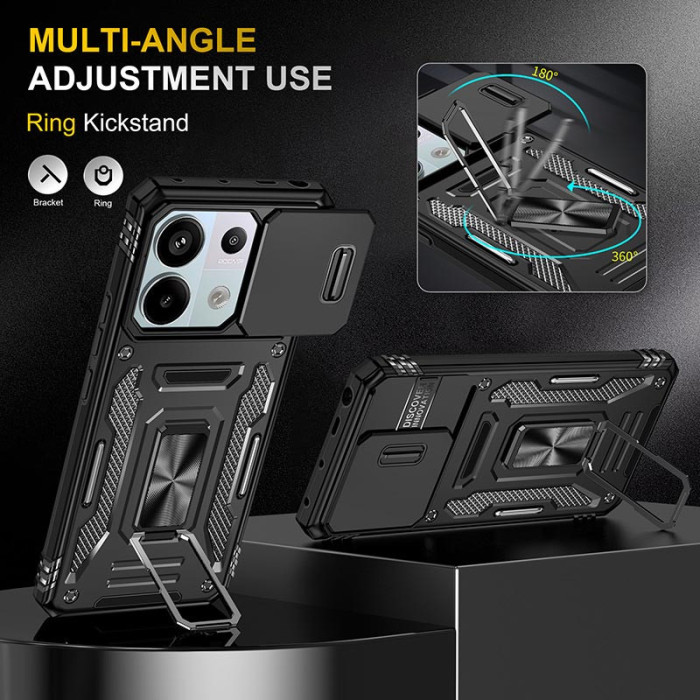 Ударостійкий чохол Camshield Army Ring для Xiaomi Poco X6 Pro Чорний/Black