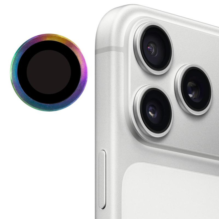 Захисне скло Metal Classic на камеру (у упак.) для Apple iPhone 17 Pro (6.3')/17 Pro Max (6.9') Бузковий/Rainbow