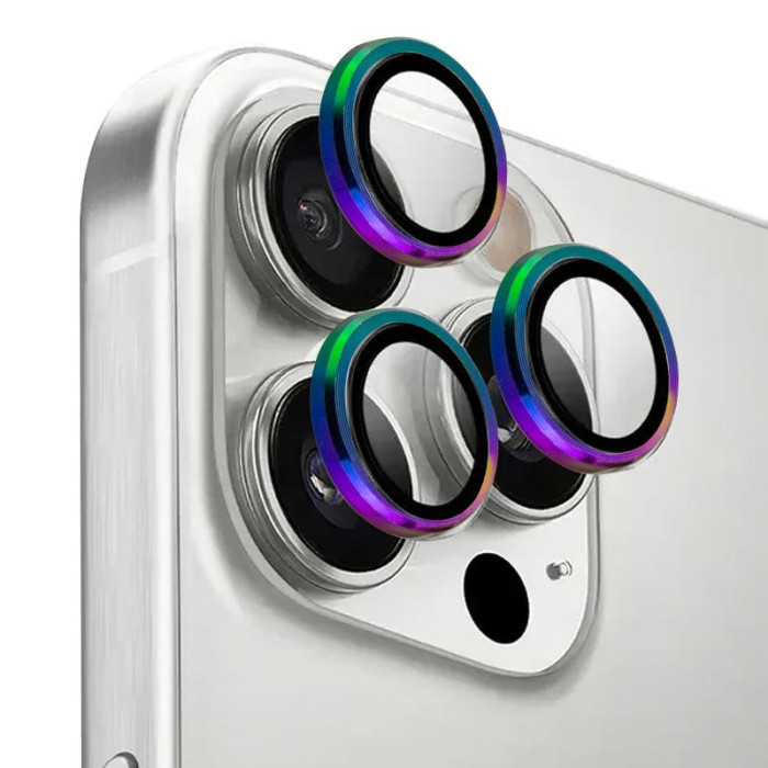 Захисне скло Metal Classic на камеру (у упак.) для Apple iPhone 17 Pro (6.3')/17 Pro Max (6.9') Бузковий/Rainbow