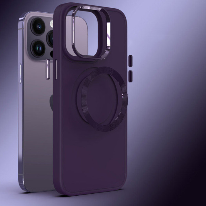 TPU чохол Bonbon Metal Style with MagSafe для Apple iPhone 16 Pro (6.3') Фіолетовий/Dark Purple