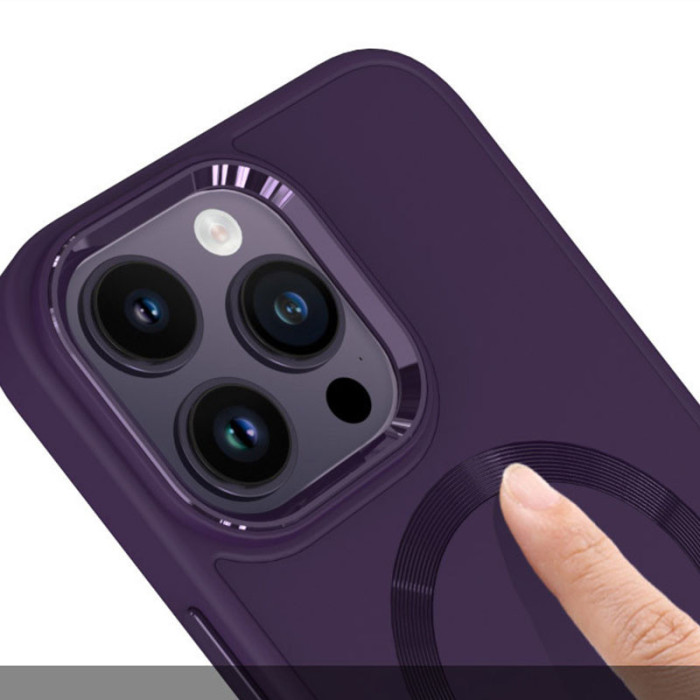 TPU чохол Bonbon Metal Style with MagSafe для Apple iPhone 16 Pro (6.3') Фіолетовий/Dark Purple