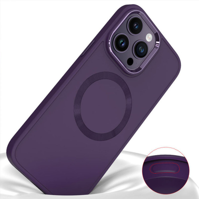 TPU чохол Bonbon Metal Style with MagSafe для Apple iPhone 16 Pro (6.3') Фіолетовий/Dark Purple