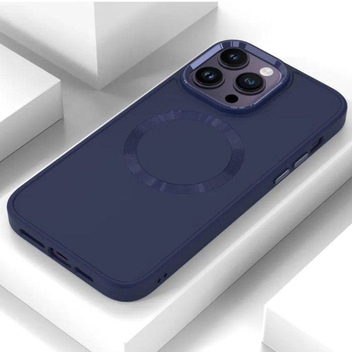 TPU чохол Bonbon Metal Style with MagSafe для Apple iPhone 16 Pro (6.3') Синій/Cosmos Blue