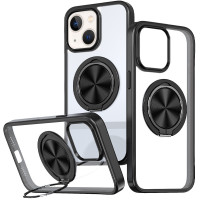 TPU+PC чохол Metal Ring with MagSafe для Apple iPhone 15  Чорний  (ITS-L-00000073475_4)