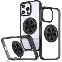 TPU+PC чохол Metal Ring with MagSafe для Apple iPhone 16 Pro (6.3') Чорний  (ITS-L-00000073479_5)