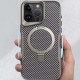 TPU+PC чохол Metal Buttons with MagSafe Carbon Ring для Apple iPhone 16 Pro (6.3') Сірий