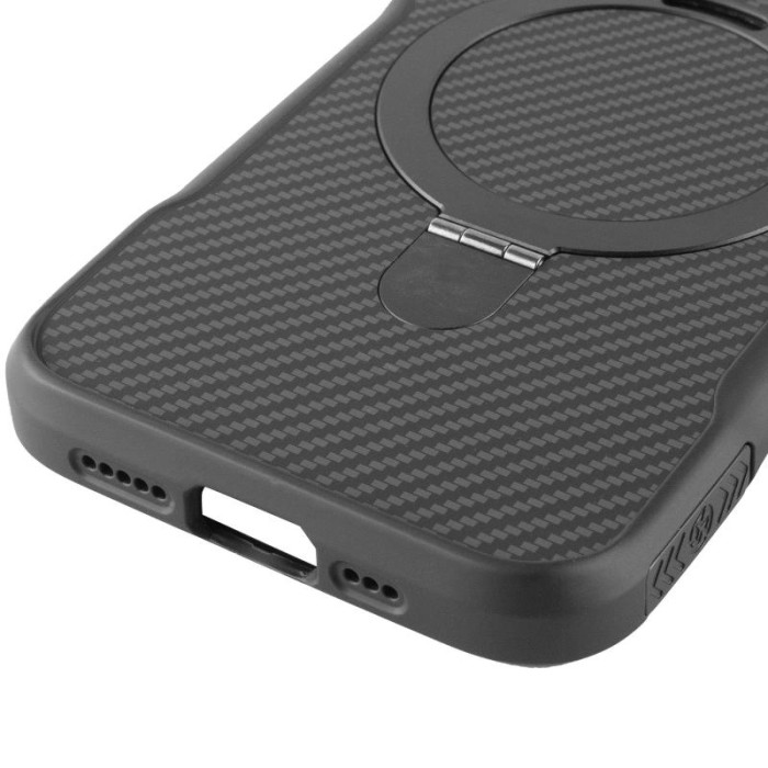 TPU+PC чохол Metal Buttons with MagSafe Carbon Ring для Apple iPhone 16e  Чорний