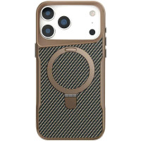 TPU+PC чохол Metal Buttons with MagSafe Carbon Ring для Apple iPhone 17 Pro (6.3') Золотий  (ITS-L-00000080931_1)