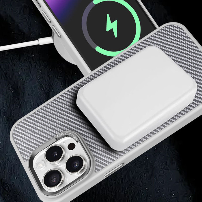 Чохол TPU+PC Carbon Mirage with MagSafe для Apple iPhone 16 Pro (6.3') Grey
