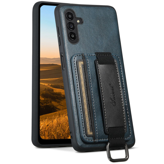 Шкіряний чохол Wallet case and straps для Samsung Galaxy S24 Синій/Blue