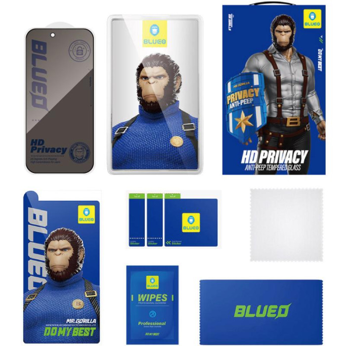 Захисне 2.5D скло Blueo Full Cover Anti-Peep для Apple iPhone 17 Pro Max (6.9') Чорний