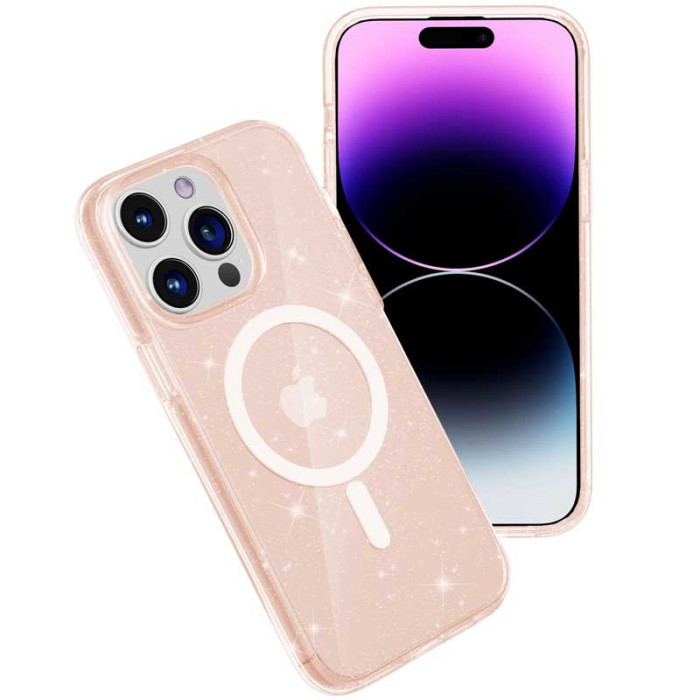 Чохол TPU Galaxy Sparkle (MagFit) для Apple iPhone 14 Pro  Gold+Glitter  (ITS-L-00000066250_3)