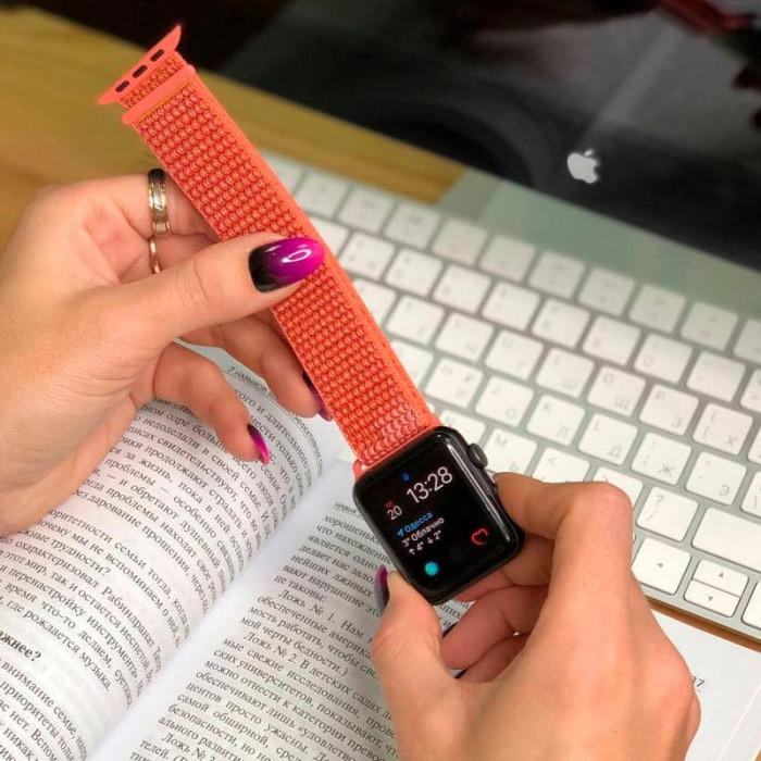 Ремінець Nylon для Apple Watch 42(ser.1-3)/44/45/46/49mm Помаранчевий/Orange