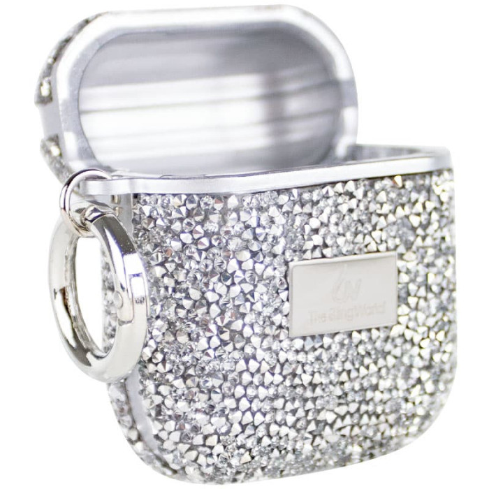 TPU чохол Bling World Rock Diamond для навушників AirPods 1/2 Срібний  (ITS-L-00000057525_2)