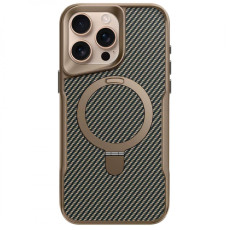 TPU+PC чохол Metal Buttons з Magnetic Fit Carbon Ring для Apple iPhone 15 Pro Max Золотий