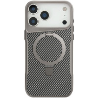 TPU+PC чохол Metal Buttons with MagSafe Carbon Ring для Apple iPhone 17 Pro (6.3') Сірий  (ITS-L-00000080931_2)