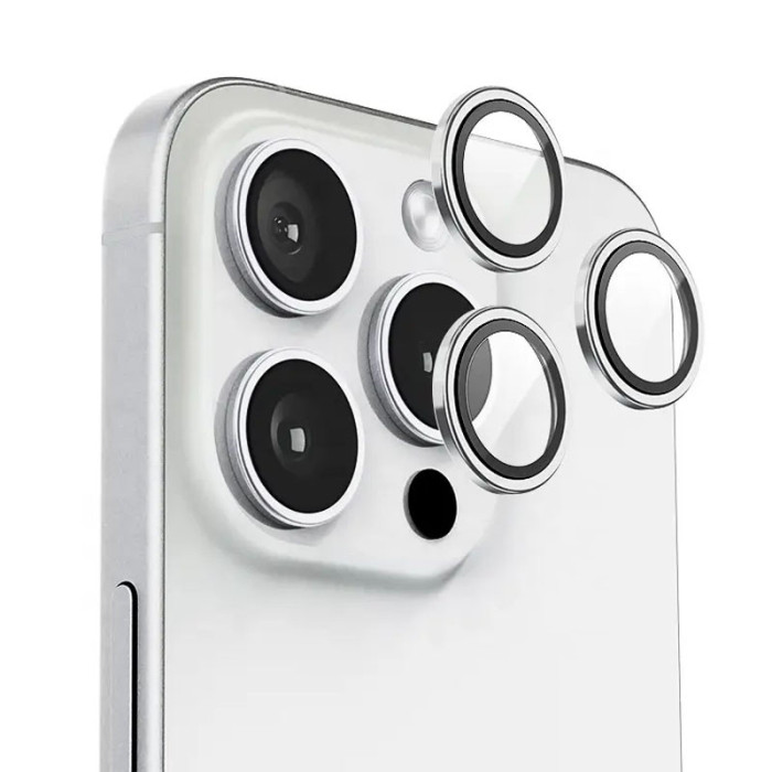 Захисне скло BlueO Metal на камеру для Apple iPhone 16 Pro/16 Pro Max/15 Pro/15 Pro Max Срібний/Silver