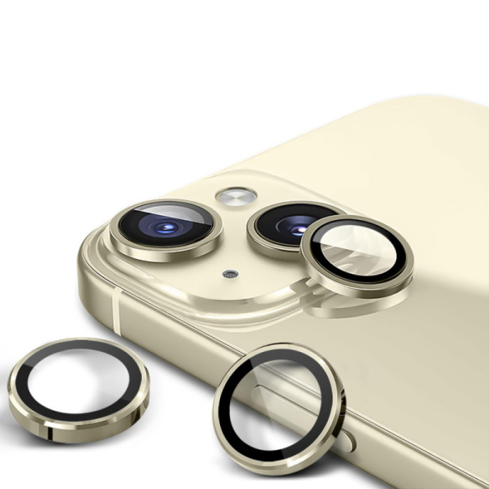 Захисне скло Metal Classic на камеру (в упак.) для Apple iPhone 15/15 Plus Золотий/Gold