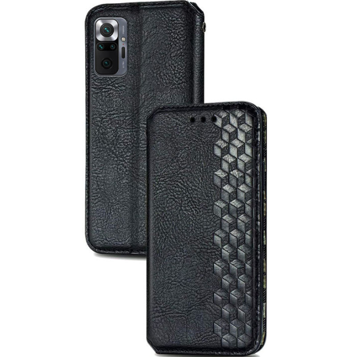 Шкіряний чохол-книжка GETMAN Cubic (PU) для Xiaomi Redmi Note 10 Pro/10 Pro Max Чорний