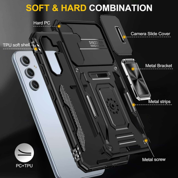Ударостійкий чохол Camshield Army Ring для Samsung Galaxy S23 Чорний/Black