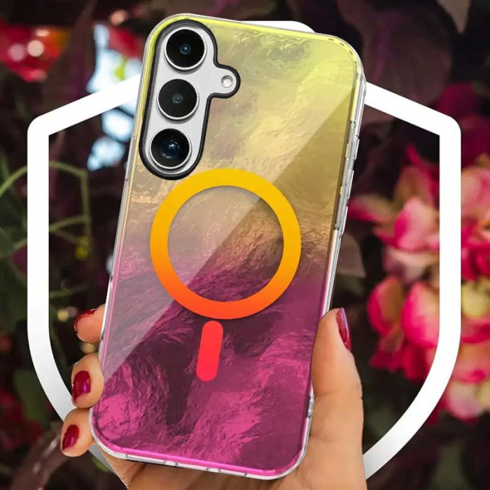 Чохол TPU Shiny Mountain (MagFit) для Samsung Galaxy S25 FE Yellow/Pink