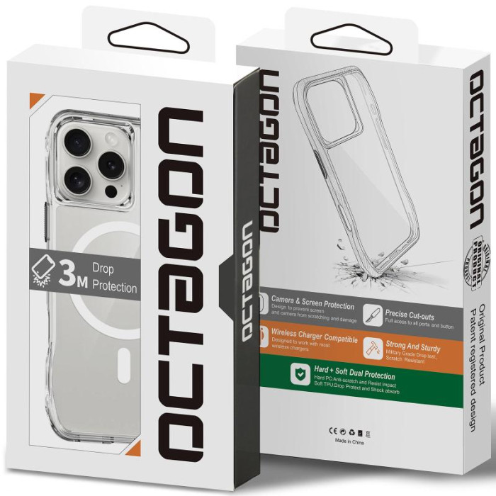 Чохол TPU Space Octagon with MagSafe для Apple iPhone 16 Pro Max (6.9') Clear