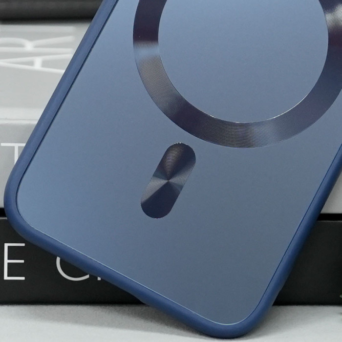 Чохол TPU+Glass Sapphire Midnight with MagSafe для Apple iPhone 15  Синій/Deep navy