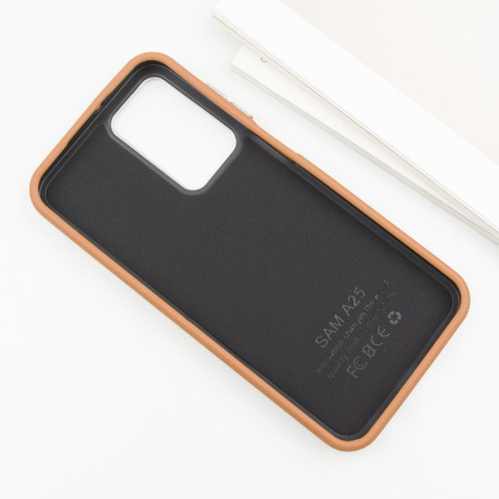 Шкіряний чохол Leather Case Metal Buttons для Samsung Galaxy S24+/S25+ Brown