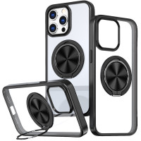 TPU+PC чохол Metal Ring with MagSafe для Apple iPhone 15 Pro  Чорний  (ITS-L-00000073476_5)