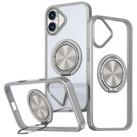 TPU+PC чохол Metal Ring with MagSafe для Apple iPhone 16  Сірий  (ITS-L-00000073478_2)