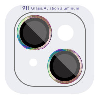 Захисне скло Metal Classic на камеру (у упак.) для Apple iPhone 15/15 Plus Бузковий/Rainbow