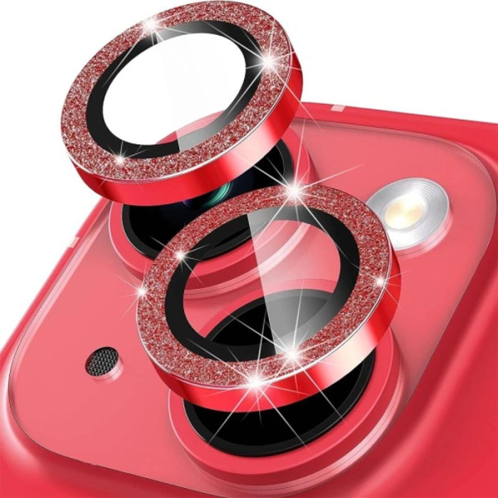 Захисне скло Metal Sparkles на камеру (в упак.) для Apple iPhone 15/15 Plus Червоний/Red