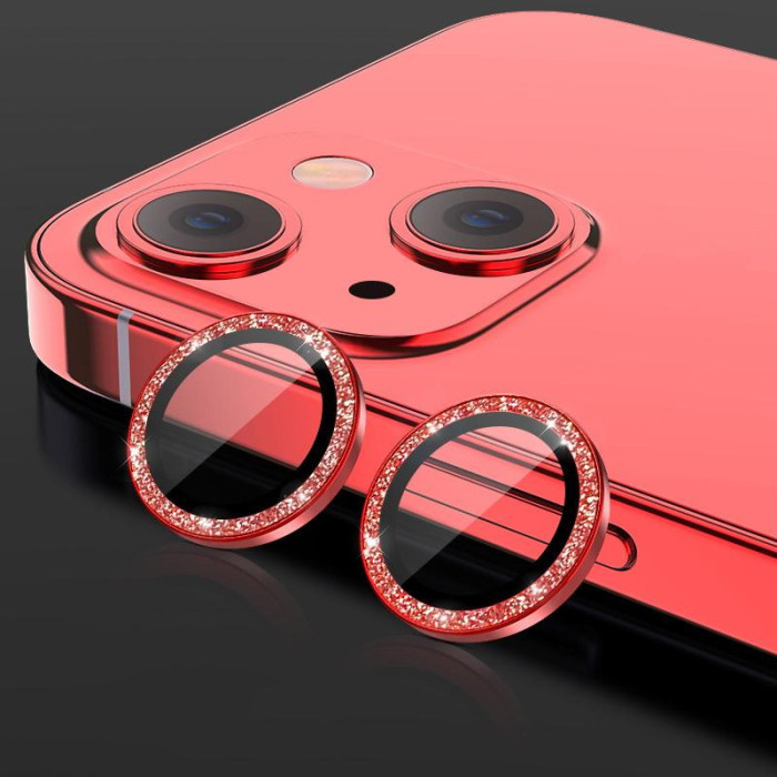 Захисне скло Metal Sparkles на камеру (в упак.) для Apple iPhone 15/15 Plus Червоний/Red