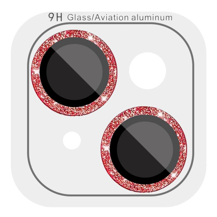 Захисне скло Metal Sparkles на камеру (в упак.) для Apple iPhone 15/15 Plus Червоний/Red