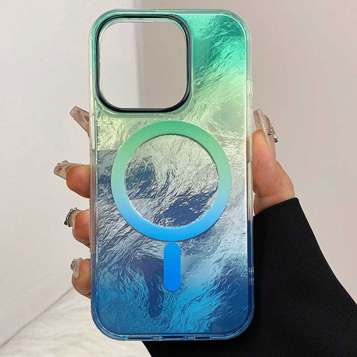 Чохол TPU Shiny Mountain (MagFit) для Apple iPhone 14 Pro  Green/Blue