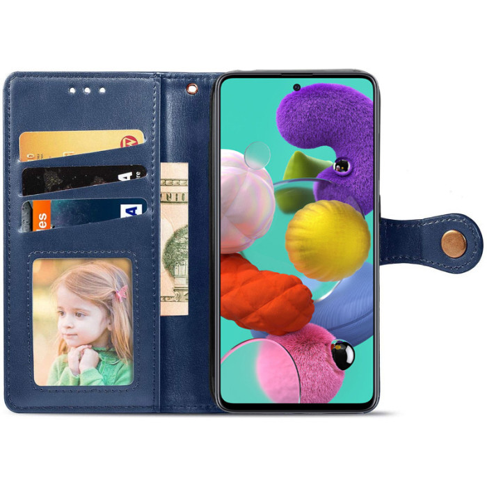 Шкіряний чохол-книжка GETMAN Gallant (PU) для Samsung Galaxy A51 Синій