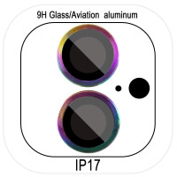 Захисне скло Metal Classic на камеру (у упак.) для Apple iPhone 17 (6.3') Бузковий/Rainbow