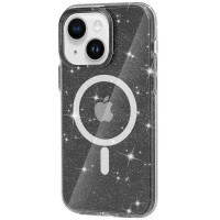 Чохол TPU Galaxy Sparkle (MagFit) для Apple iPhone 15  Black+Glitter  (ITS-L-00000066252_1)