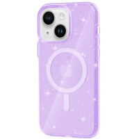 Чохол TPU Galaxy Sparkle (MagFit) для Apple iPhone 15 Plus Purple+Glitter  (ITS-L-00000066253_5)