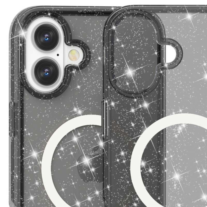 Чохол TPU Galaxy Sparkle (MagFit) для Apple iPhone 16  Black+Glitter