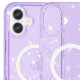 Чохол TPU Galaxy Sparkle (MagFit) для Apple iPhone 16  Purple+Glitter