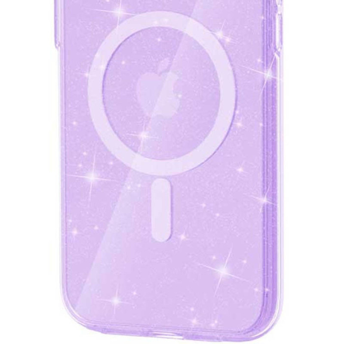 Чохол TPU Galaxy Sparkle (MagFit) для Apple iPhone 16  Purple+Glitter
