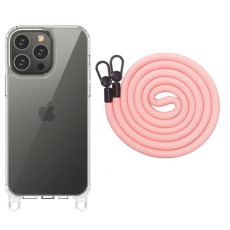 Чохол TPU Transparent з Straps для Apple iPhone 14 Pro Max Light Pink