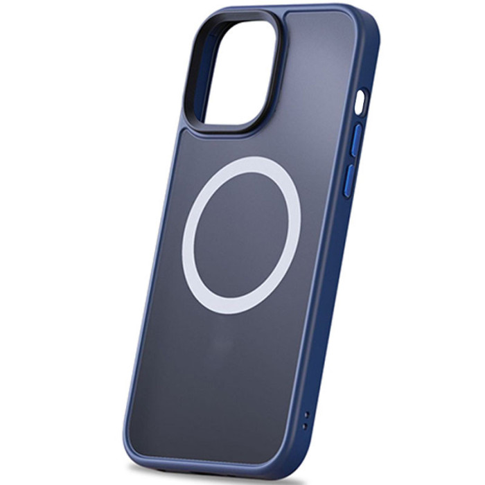 TPU+PC чохол Metal Buttons with MagSafe для Apple iPhone 13 Pro Max Синій/Navy Blue  (ITS-L-00000054126_1)